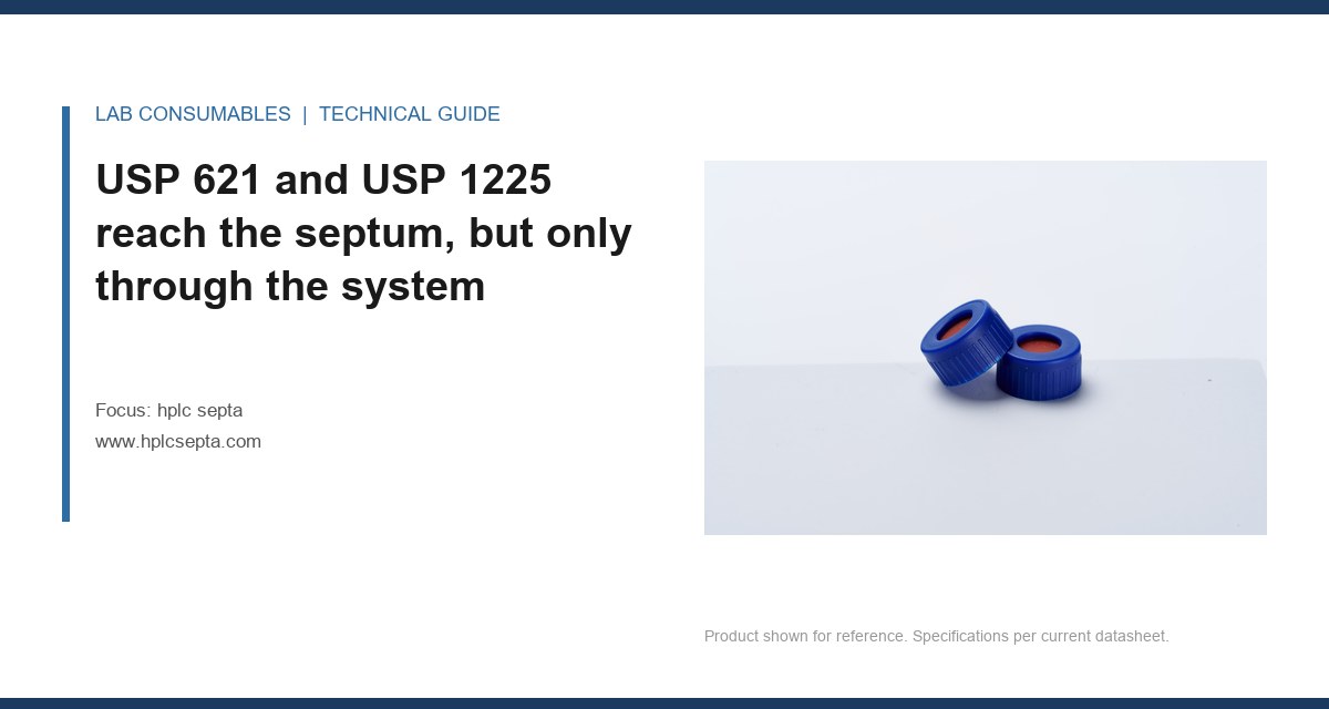 USP 621 and USP 1225 reach the septum, but only through the system