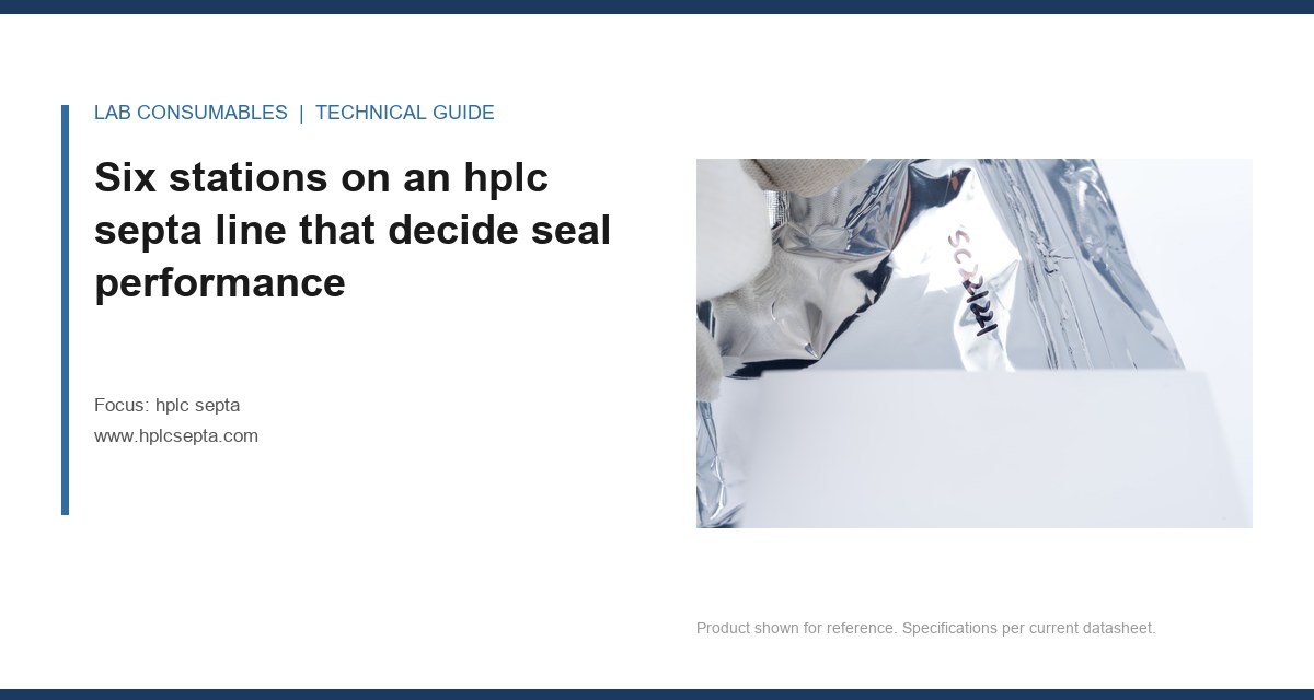 Six stations on an hplc septa line that decide seal performance